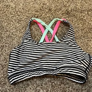 Strappy design, zebra print with aqua blue and hot pink. Worn twice.
